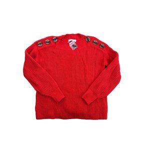 PHILOSOPHY Red Knit Button Detail Sweater Size Small NEW